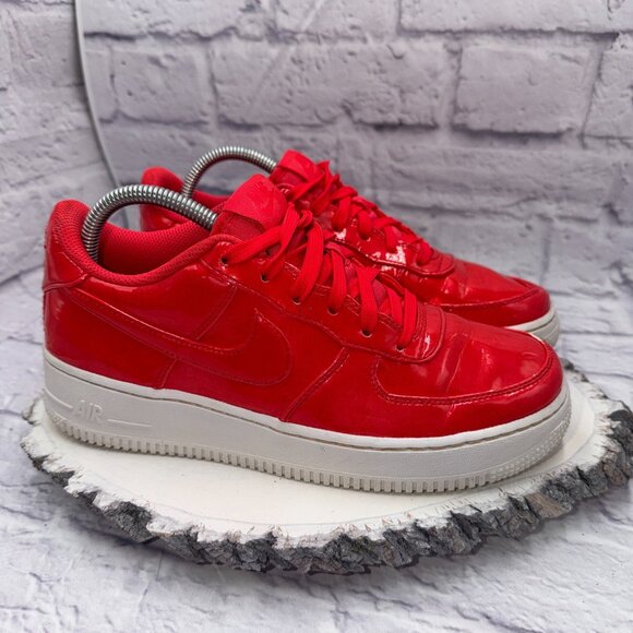 Nike Air Force 1 LV8 UV Low GS AO2286-600 Siren Red Patent Leather Youth Size 7 - Picture 1 of 9